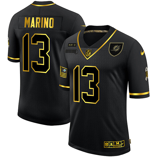 Miami Dolphins #13 Dan Marino 2020 Black Gold Salute To Service Limited Stitched Jersey - Zenithce