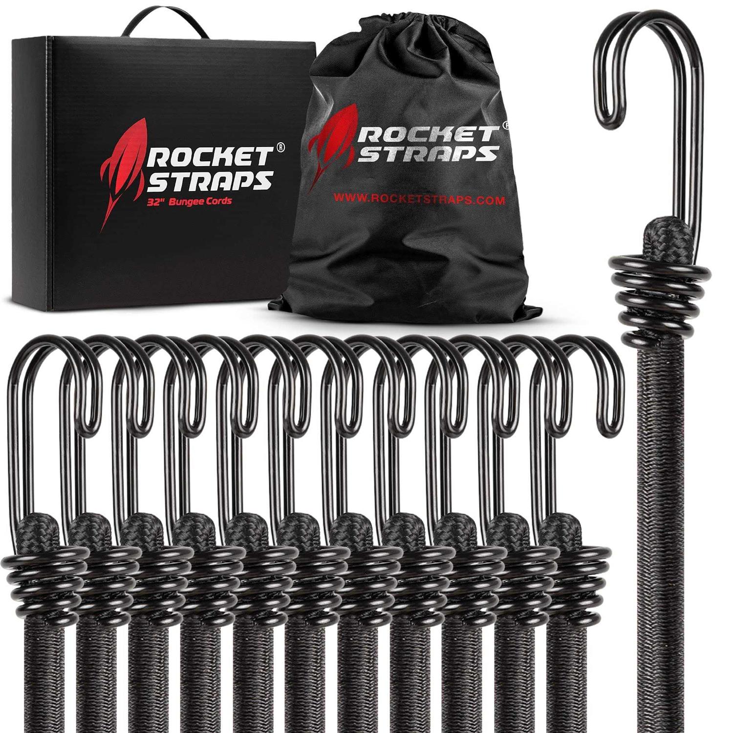 Rocket Straps Bungee Cords Heavy Duty Outdoor Bungee Cords with Double J Hooks - Zenithce