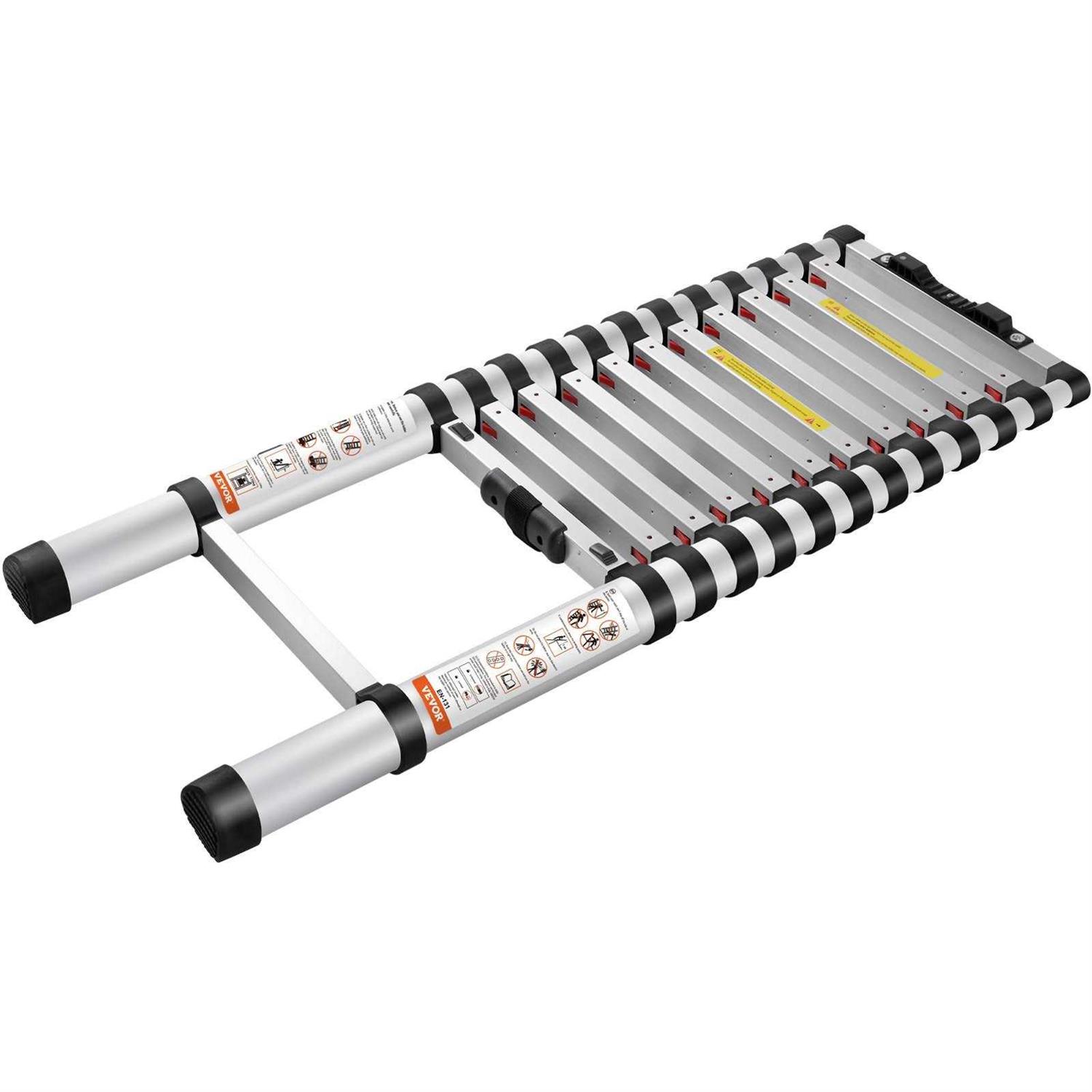 VEVOR Telescoping Ladder Aluminum One-Button Retraction Collapsible Extension Ladder - Zenithce