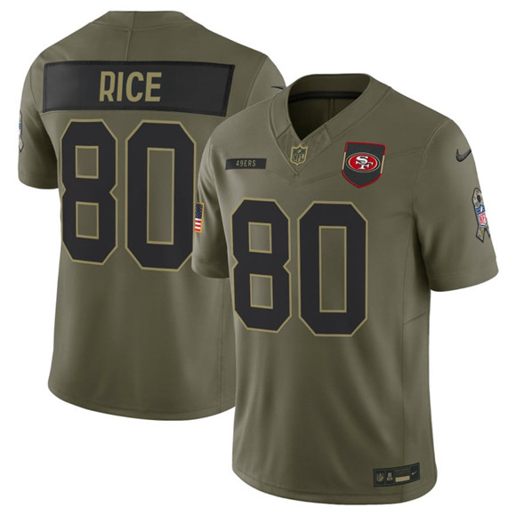 San Francisco 49ers #80 Jerry Rice Olive 2025 Salute to Service Limited Stitched Jersey - Zenithce