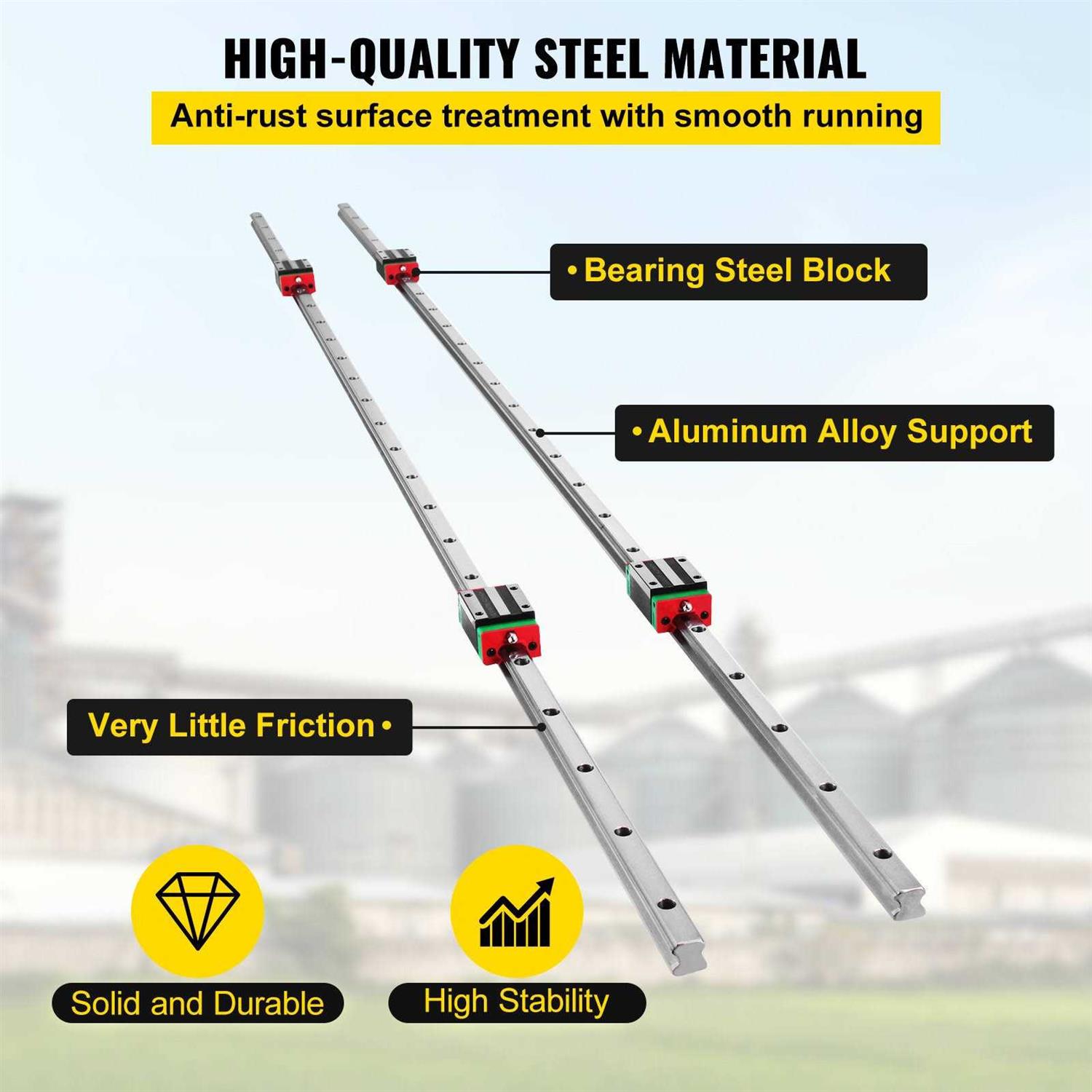 VEVOR Linear Rail 2PCS SBR16-800mm Linear Slide Guide 2 Pcs Rail 4 Pcs SBR16UU Bearing Block for Automated Machines and Equipments - Zenithce