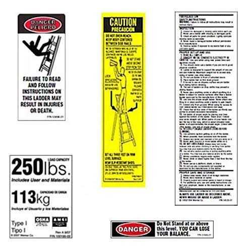 Werner 300 LB Fiberglass Step Ladder Label Kits - Zenithce