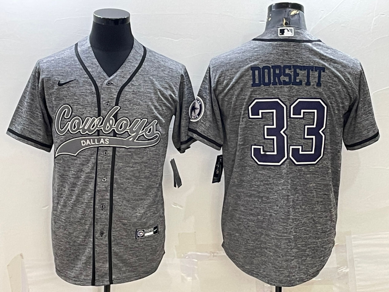 Dallas Cowboys #33 Tony Dorsett Grey With Patch Cool Base Stitched Baseball Jersey - Zenithce
