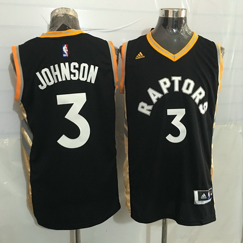 Toronto Raptors #3 James Johnson Black With Gold New Rev 30 Swingman Jersey - Zenithce