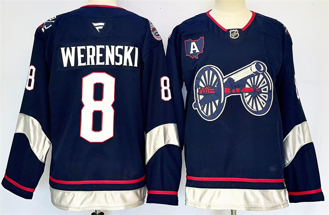 Columbus Blue Jackets #8 Zach Werenski Navy 2024-25 With A Patch Stitched Jersey - Zenithce