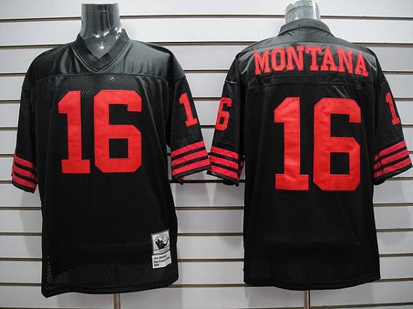 Mitchell And Ness 49ers Joe Montana #16 Stitched Black Jersey - Zenithce