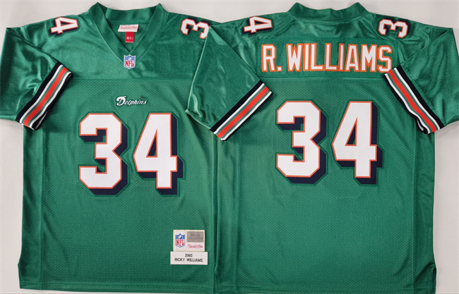 Miami Dolphins #34 Ricky Williams Aqua Throwback Stitched Football Jersey - Zenithce