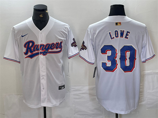 Texas Rangers #30 Nathaniel Lowe White Gold Cool Base Stitched Jersey - Zenithce
