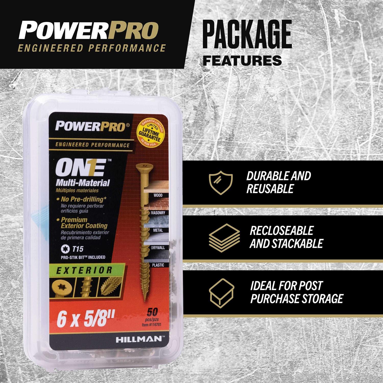 Hillman PowerPro One Multi-Material Exterior Screws - Zenithce