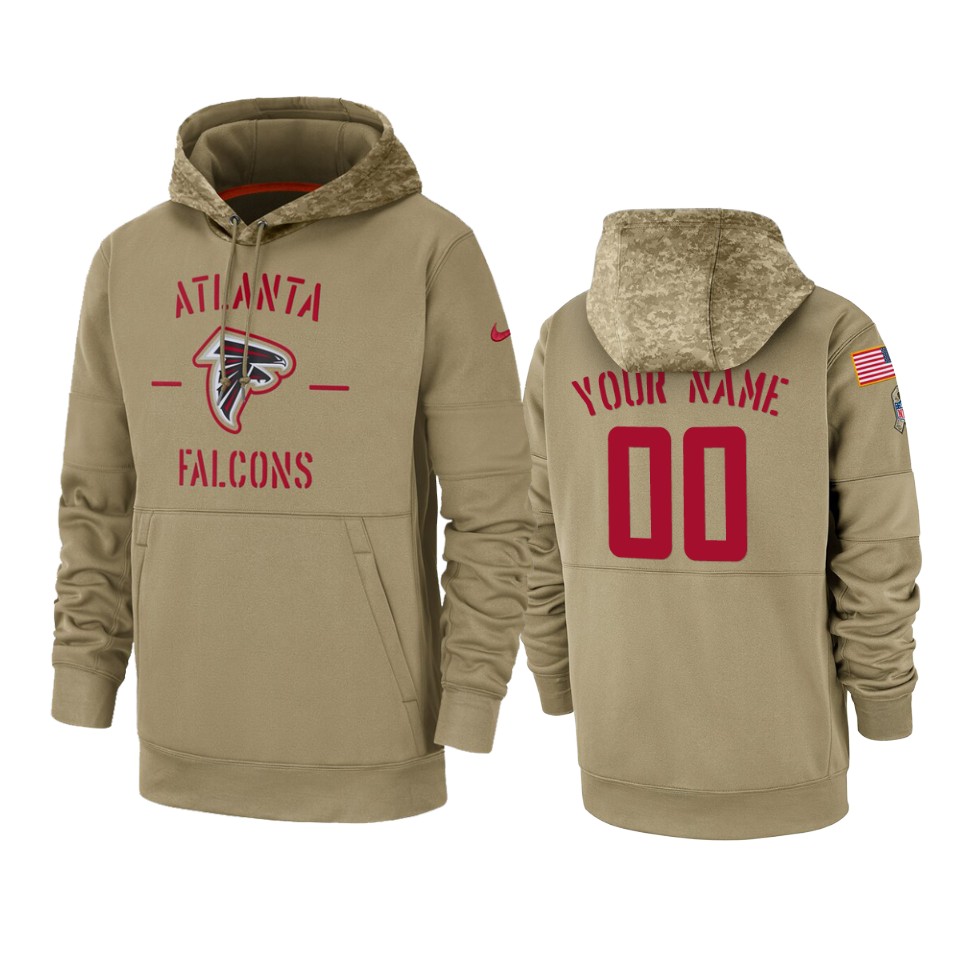 Atlanta Falcons Customized Tan 2019 Salute To Service Sideline Therma Pullover Hoodie - Zenithce