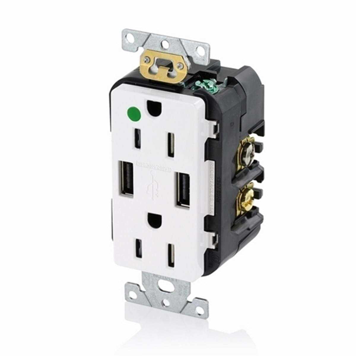 Leviton T5632-B USB Charger/Duplex Tamper-Resistant Receptacle - Zenithce