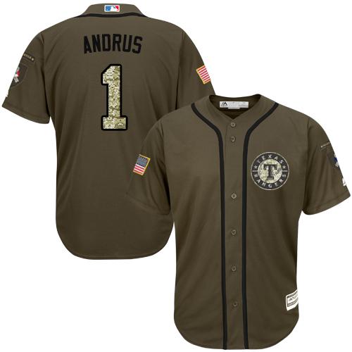 Rangers #1 Elvis Andrus Green Salute To Service Stitched Jersey - Zenithce