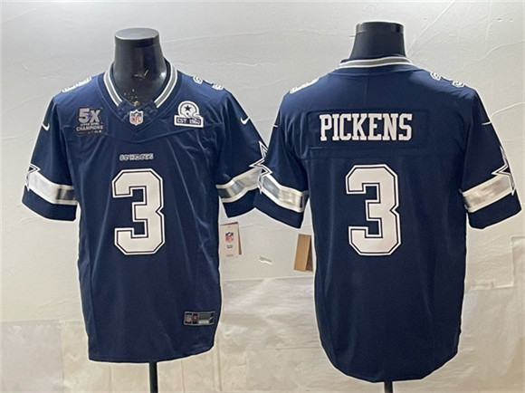 Dallas Cowboys #3 George pickens Navy F.U.S.E. With 5x Super Bowl Champions Established In 1960 Patch Vapor Limited Stitched Jersey - Zenithce