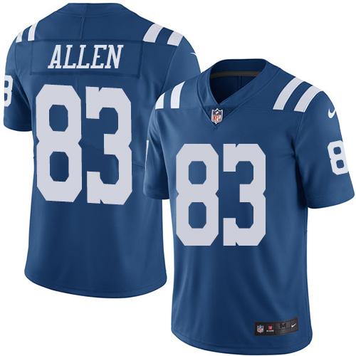 Colts #83 Dwayne Allen Royal Blue Stitched Limited Rush Nike Jersey - Zenithce