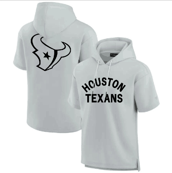 Houston Texans Gray Super Soft Fleece Short Sleeve Hoodie - Zenithce