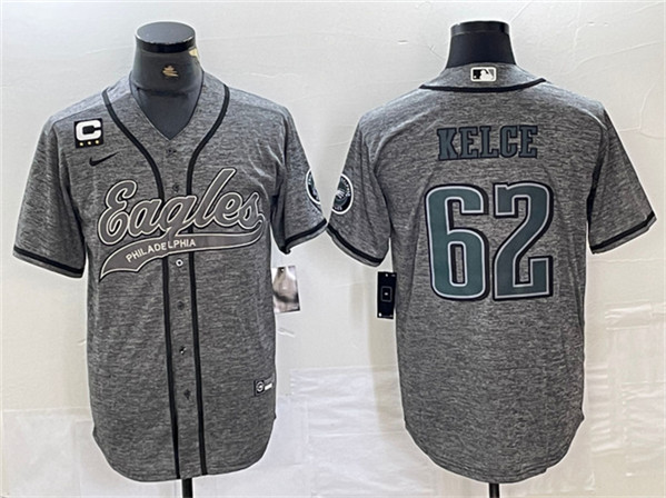 Philadelphia Eagles #62 Jason Kelce Gray With 3-Star C Patch Cool Base Stitched Jersey - Zenithce