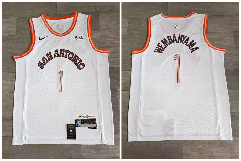 Spurs 1 Victor Wembanyama White 2023-24 City Edition Swingman Jersey - Zenithce