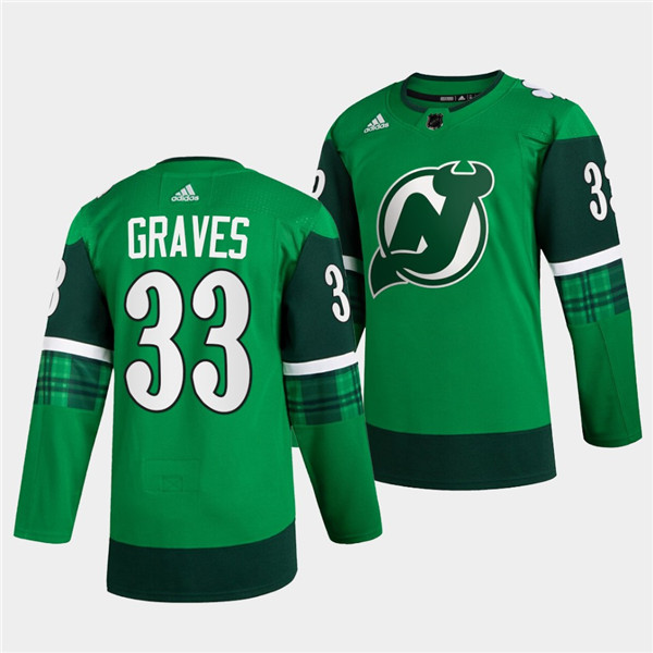 New Jersey Devils #33 Ryan Graves Green Warm-Up St Patricks Day Stitched Jersey - Zenithce
