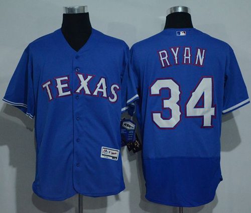 Rangers #34 Nolan Ryan Blue Flexbase Authentic Collection Stitched Jersey - Zenithce