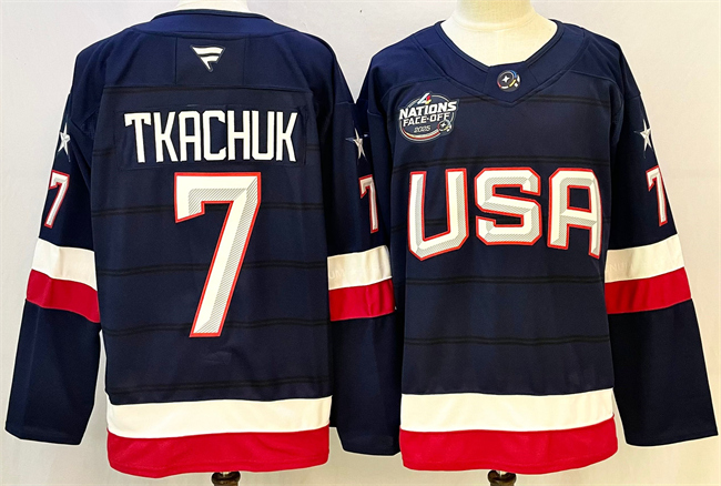 USA #7 Keith Tkachuk Navy 2025 4 Nations Face-Off Stitched Jersey - Zenithce