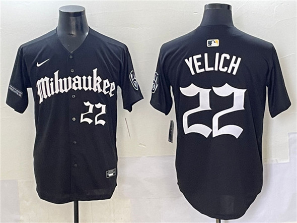 Milwaukee Brewers #22 Christian Yelich Black 'Gothic 414 Shadows Edition' Vapor Premier Limited Stitched Jersey - Zenithce
