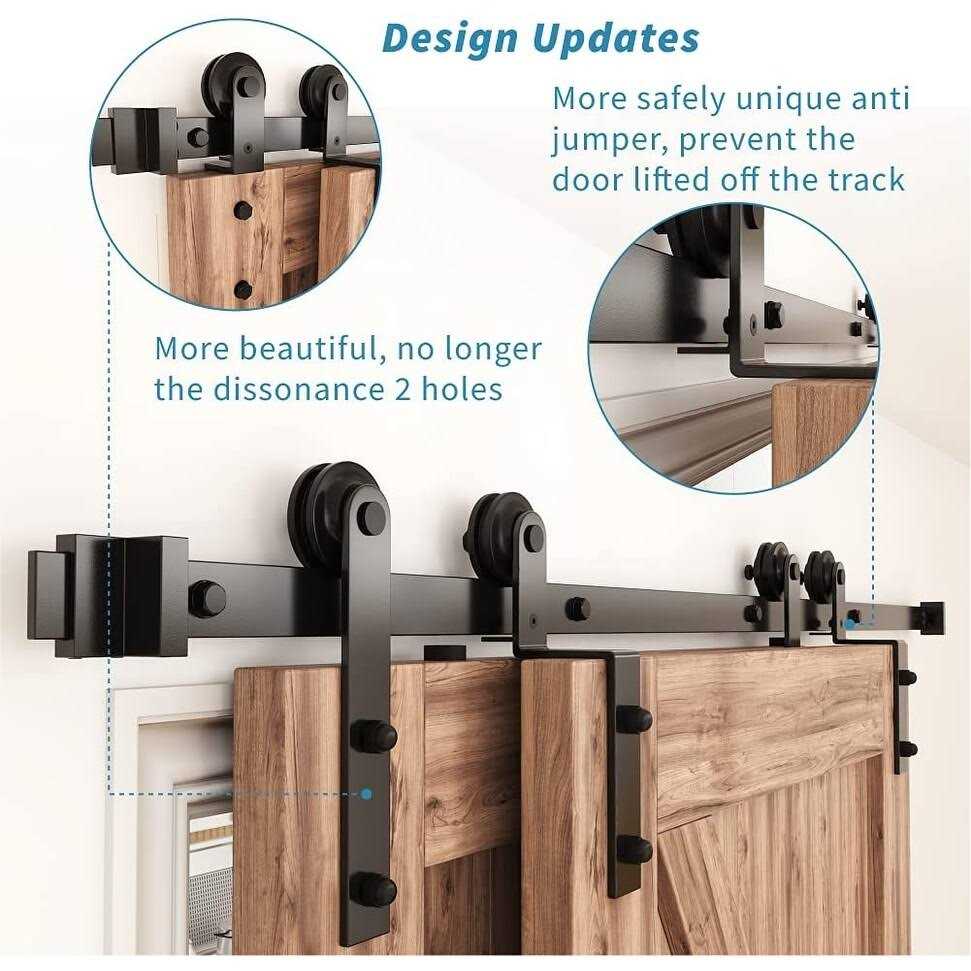 WINSOON Single Track Bypass Sliding Barn Door Hardware Kit for Double Doors Low Ceiling - Zenithce