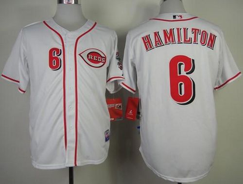 Reds #6 Billy Hamilton White Cool Base Stitched Jersey - Zenithce