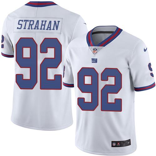 Giants #92 Michael Strahan White Stitched Limited Rush Nike Jersey - Zenithce
