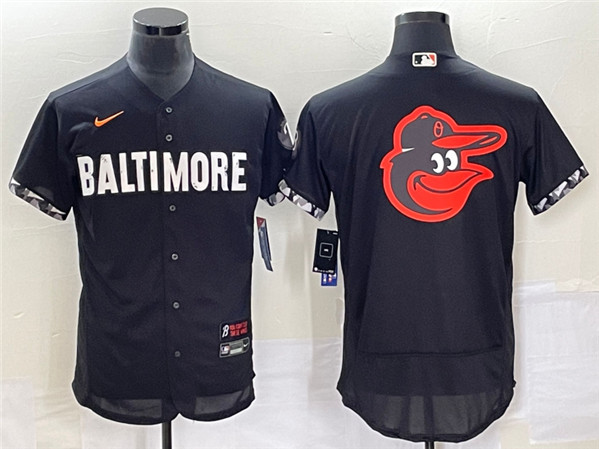 Baltimore Orioles Big Logo In Back Black 2023 City Connect Flex Base Stitched Jersey - Zenithce