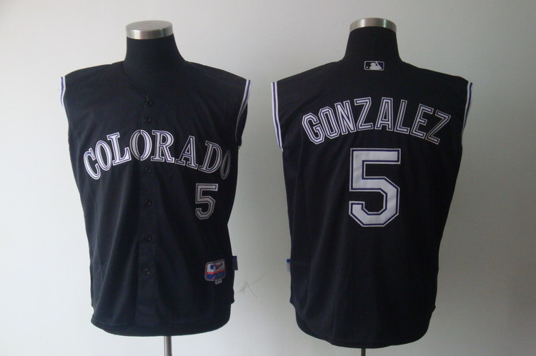 Rockies #5 Carlos Gonzalez Black Vest Style Stitched Jersey - Zenithce