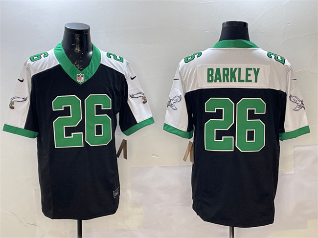 Philadelphia Eagles #26 Saquon Barkley Black White F.U.S.E. Vapor Untouchable Limited Stitched Jersey - Zenithce