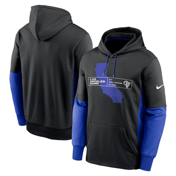 Los Angeles Rams Black Color Block Fleece Performance Pullover Hoodie - Zenithce