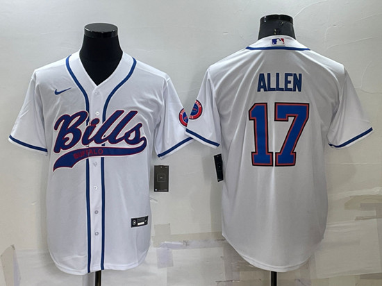 Buffalo Bills #17 Josh Allen White Cool Base Stitched Baseball Jersey - Zenithce