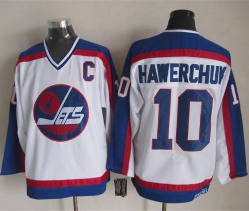 Jets #10 Dale Hawerchuk White Blue CCM Throwback Stitched Jersey - Zenithce