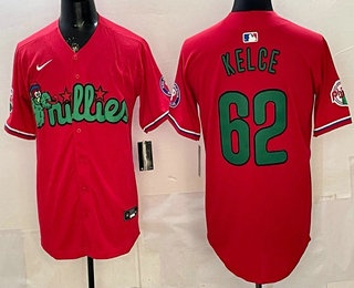 Philadelphia Phillies #62 Jason Kelce Red Limited Stitched Jersey - Zenithce
