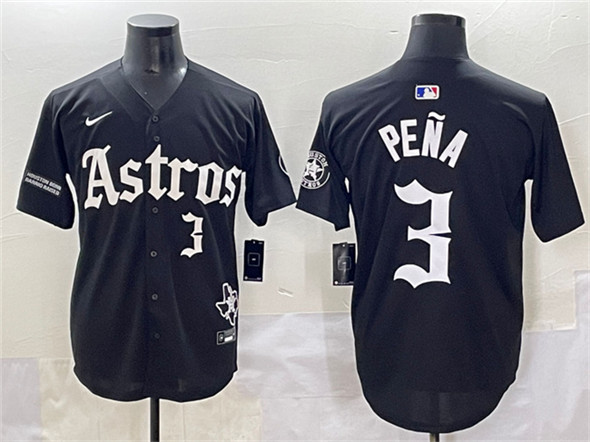 Houston Astros #3 Jeremy Pena Black Gothic 'Houston Born Barrio Raised' Limited Stitched Jersey - Zenithce