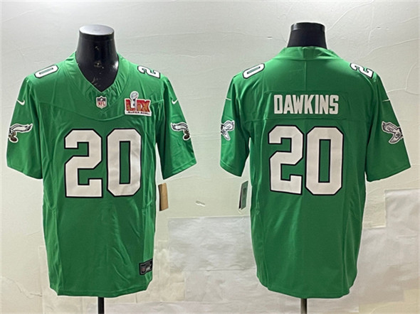 Philadelphia Eagles #20 Brian Dawkins Green 2025 Super Bowl LIX Patch F.U.S.E. Throwback Vapor Untouchable Limited Stitched Jersey - Zenithce