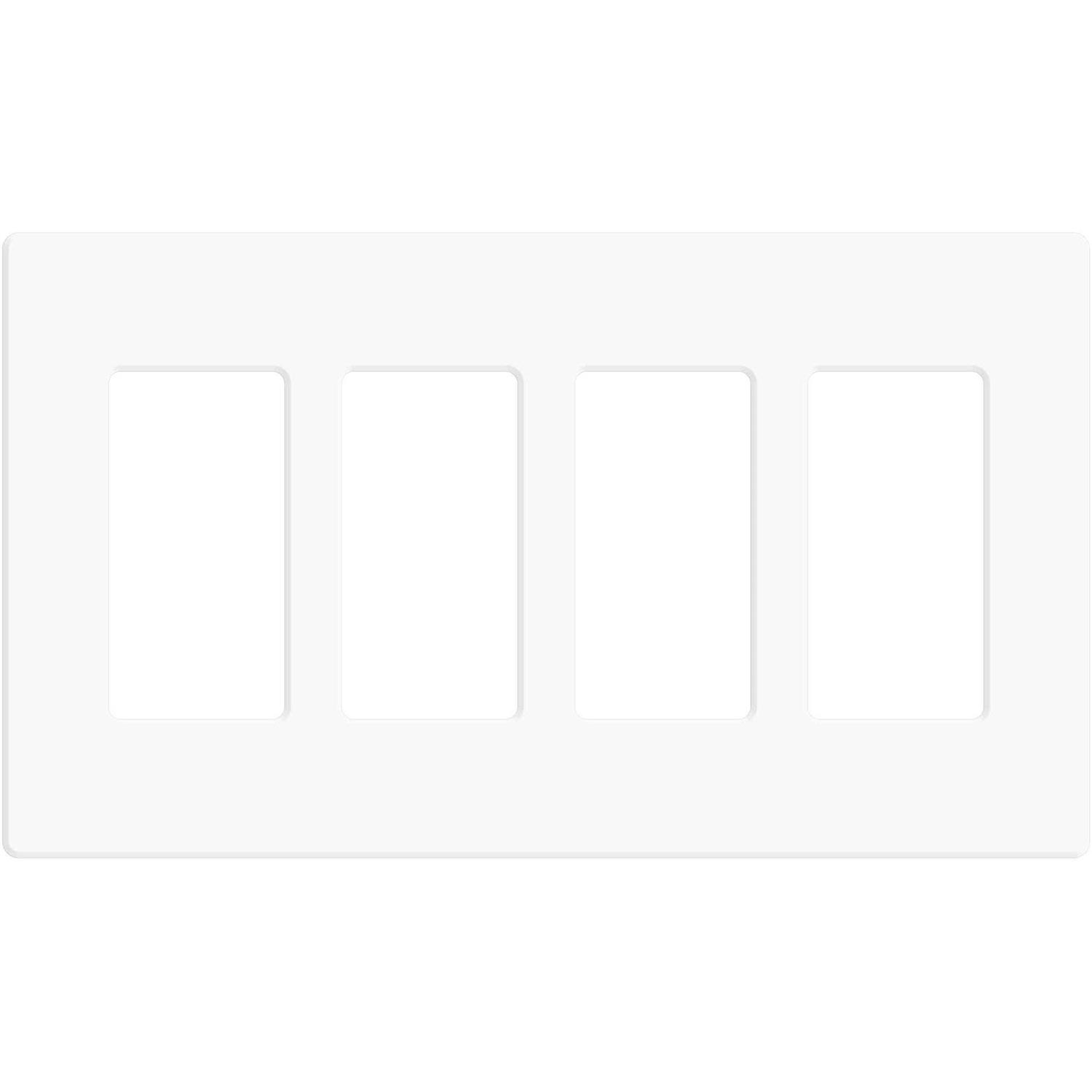 Leviton 80312-SW Decora Plus 4-Gang Screwless Wallplate - Zenithce