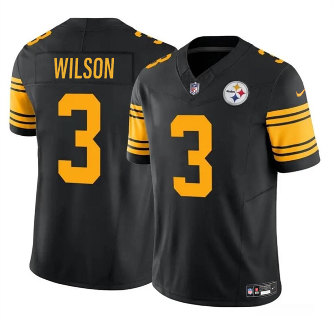 Pittsburgh Steelers #3 Russell Wilson Black 2024 F.U.S.E.Color Rush Limited Stitched Jersey - Zenithce