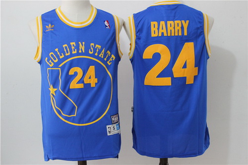 Golden State Warriors #24 Rick Barry Blue Hardwood Classics Soul Swingman Throwback The City Jersey - Zenithce