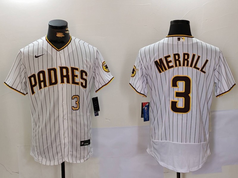 San Diego Padres #3 Jackson Merrill White Flex Base Stitched Jersey - Zenithce
