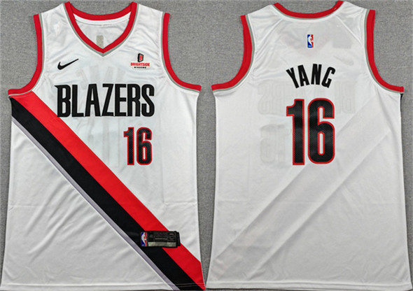 Portland Trail Blazers #16 Yang Hansen White Association Edition Stitched Jersey - Zenithce