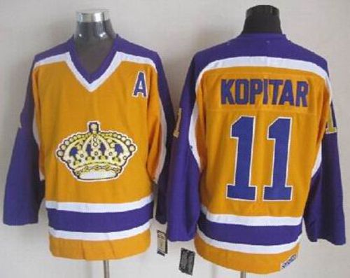 Kings #11 Anze Kopitar Yellow CCM Throwback Stitched Jersey - Zenithce