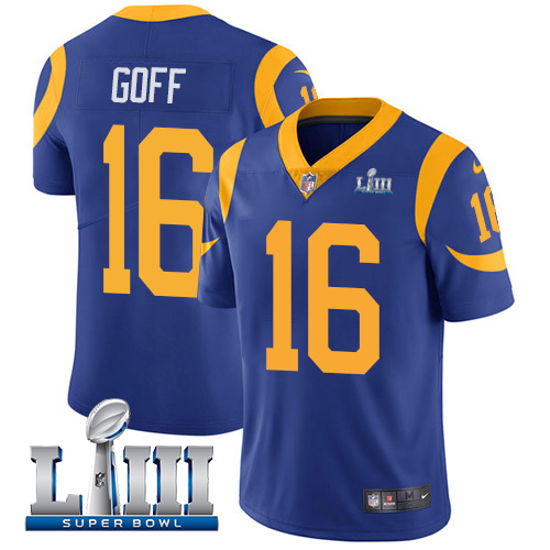 Los Angeles Rams #16 Jared Goff Royal Blue Super Bowl LIII Vapor Untouchable Limited Stitched Jersey - Zenithce