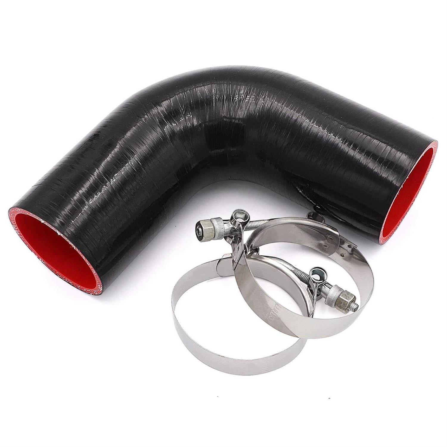 TuoLauthon 4-Ply 90 Degree Elbow Coupler Silicone Hose Length 102mm Thickness 5mm with 2 T-Bolt - Zenithce