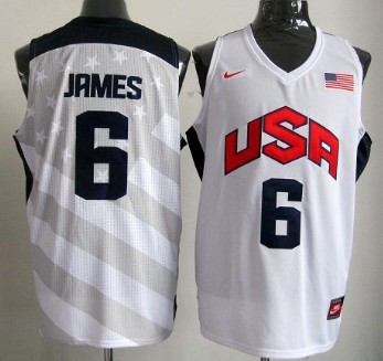 2012 Olympics Team USA #6 LeBron James Revolution 30 Swingman White Jersey - Zenithce