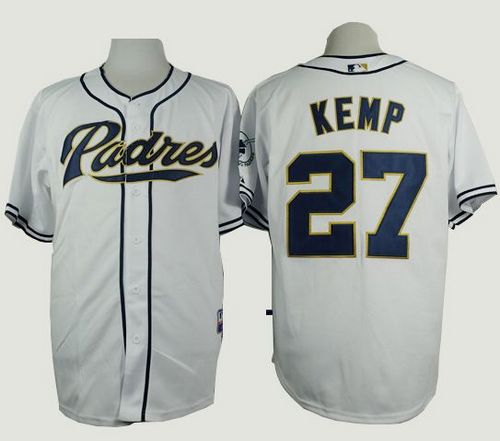 Padres #27 Matt Kemp White Cool Base Stitched Jersey - Zenithce