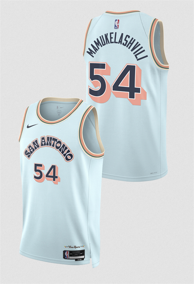 San Antonio Spurs #54 Sandro Mamukelashvili Light Blue 2024-25 City Edition Stitched Jersey - Zenithce