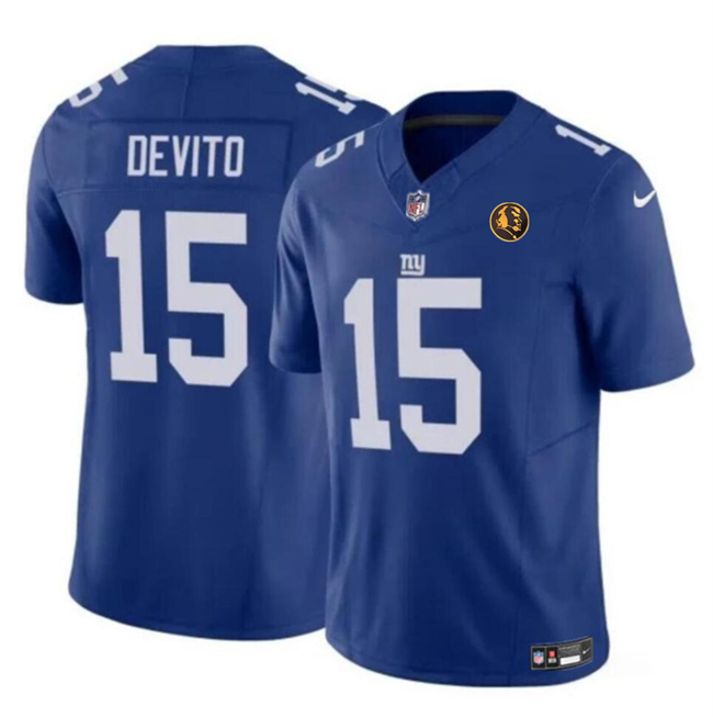 New York Giants #15 Tommy DeVito Blue 2023 F.U.S.E. With John Madden Patch Vapor Limited Stitched Jersey - Zenithce