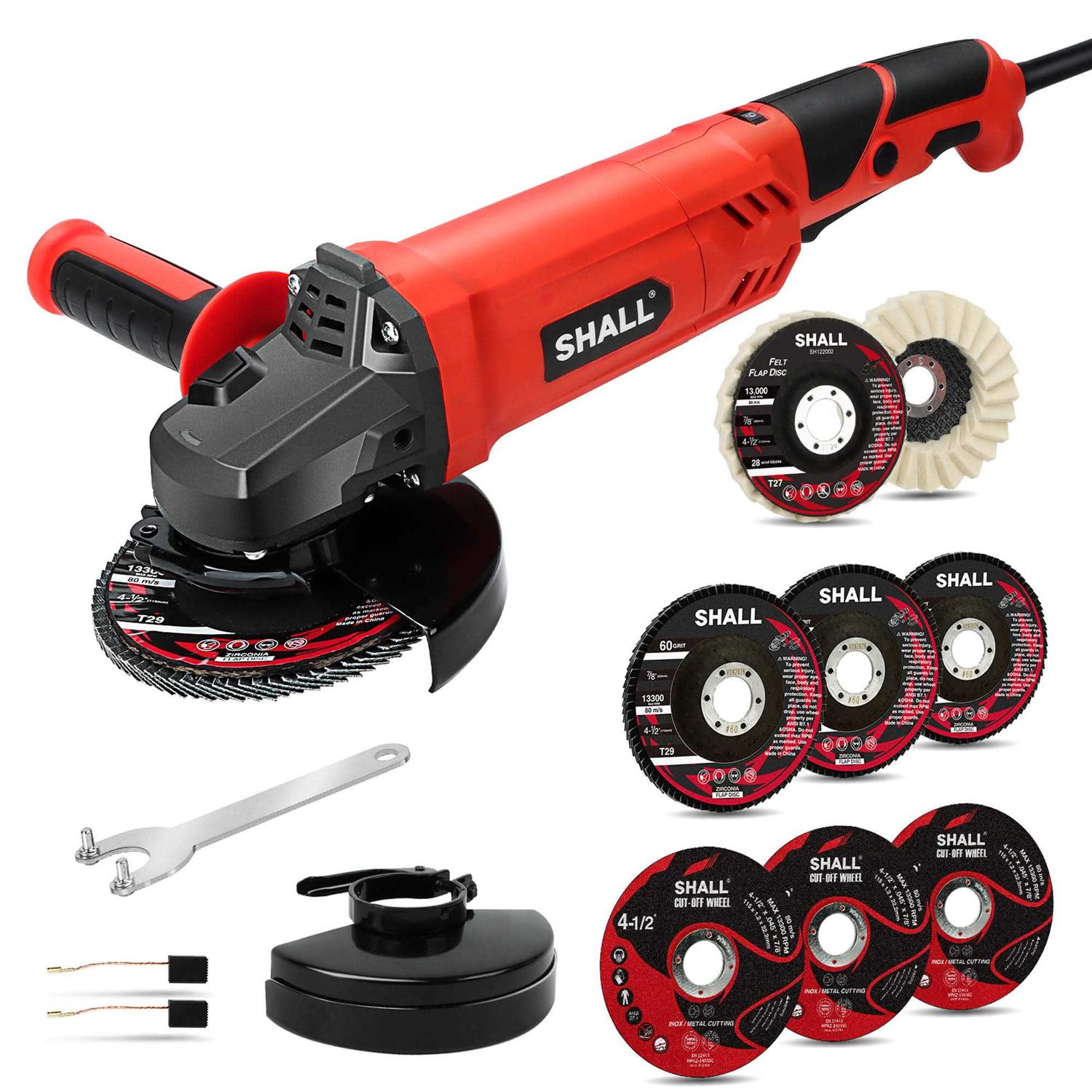 SHALL Angle Grinder Tool 7.5Amp 4-1/2 Inch Grinders Power Tools - Zenithce
